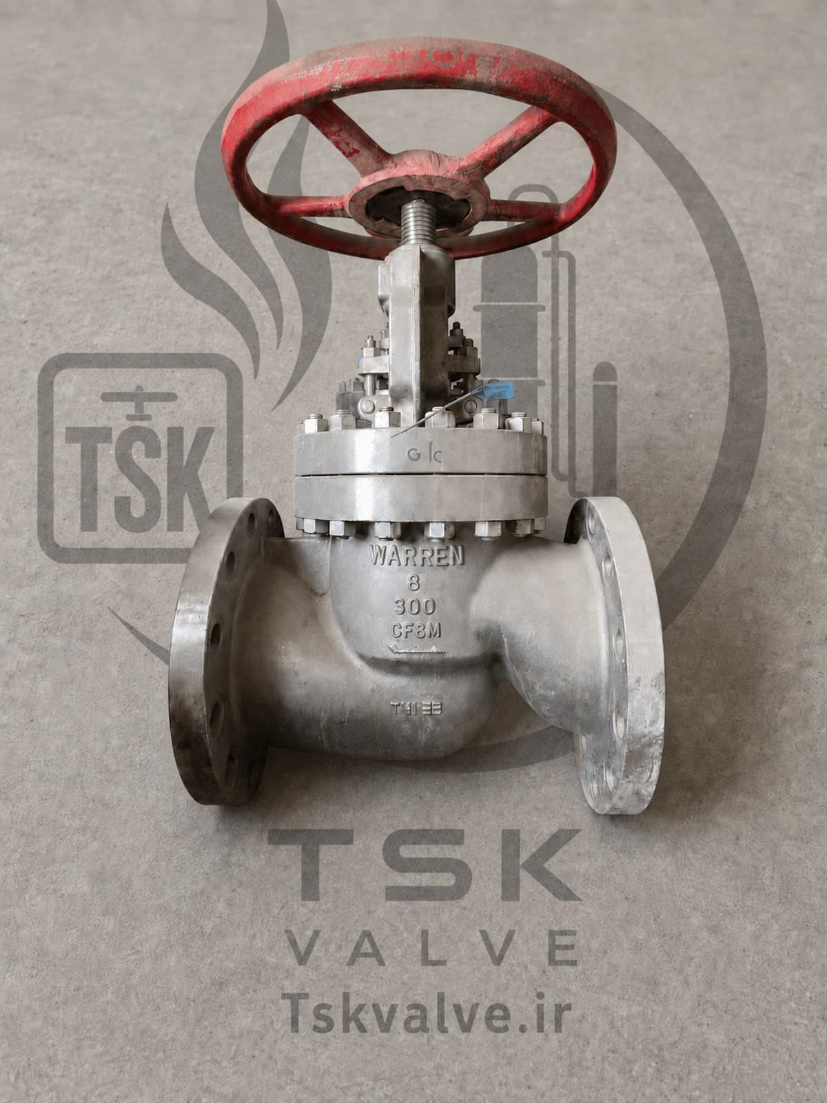 Warren 8 inch Class 300 CF8M flanged globe valve